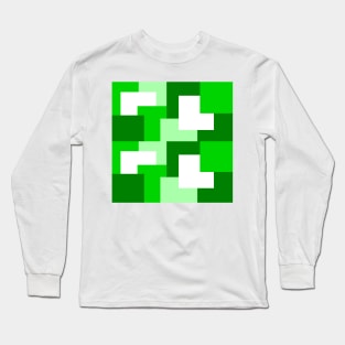 Green abstract squares tiles pattern Long Sleeve T-Shirt